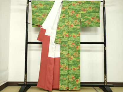 平和屋着物■上質な小紋 草花文 正絹 逸品DABD2928cd