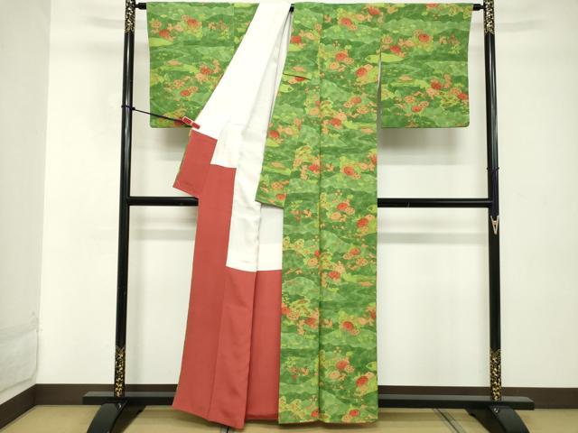 平和屋着物■上質な小紋 草花文 正絹 逸品DABD2928cd