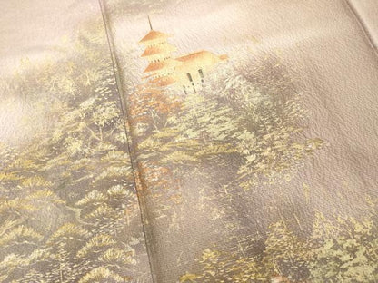平和屋着物■訪問着 作家物 風景文 暈し染め 金銀彩 正絹 逸品 DABD2932cd