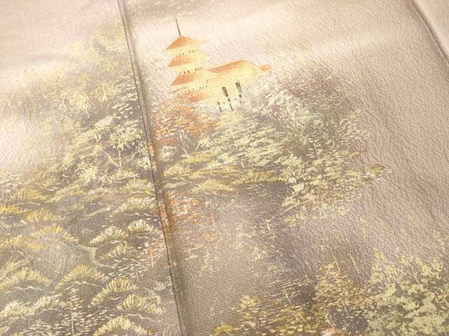 平和屋着物■訪問着 作家物 風景文 暈し染め 金銀彩 正絹 逸品 DABD2932cd