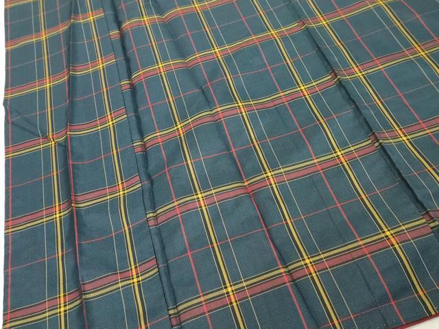 平和屋着物■本場縞大島紬 格子 正絹 逸品 DABD2934cd