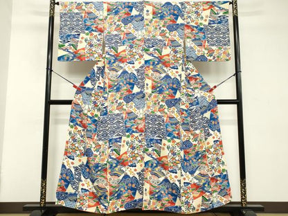 平和屋着物■上質な小紋　型染め　切嵌吉祥文　正絹　逸品　DABD2937cd