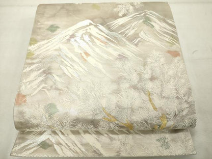 平和屋着物◎六通柄袋帯　唐織　古都の四季　金銀糸　錦引箔　正絹　逸品　DABD2946cd
