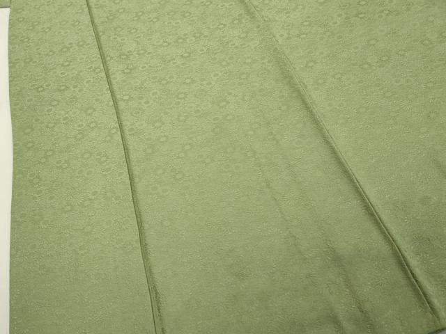 平和屋着物■上質な色無地 花尽くし地紋 若葉色 正絹 逸品 DABD2967cd