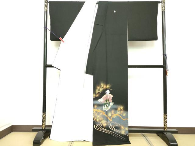平和屋着物■豪華黒留袖 作家物 飛鶴松文 童子 暈し染め 金彩 正絹 逸品 DABD2979cd
