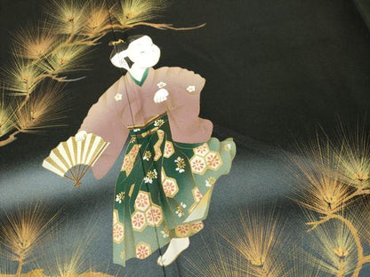 平和屋着物■豪華黒留袖 作家物 飛鶴松文 童子 暈し染め 金彩 正絹 逸品 DABD2979cd