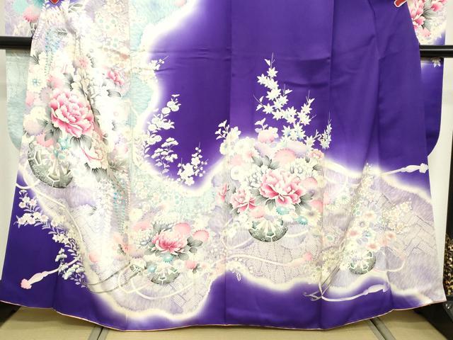 平和屋着物■豪華振袖　駒刺繍　草花文　暈し染め　銀彩　正絹　逸品　DABD2994cd