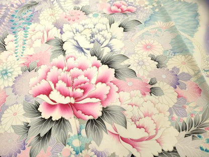 平和屋着物■豪華振袖　駒刺繍　草花文　暈し染め　銀彩　正絹　逸品　DABD2994cd