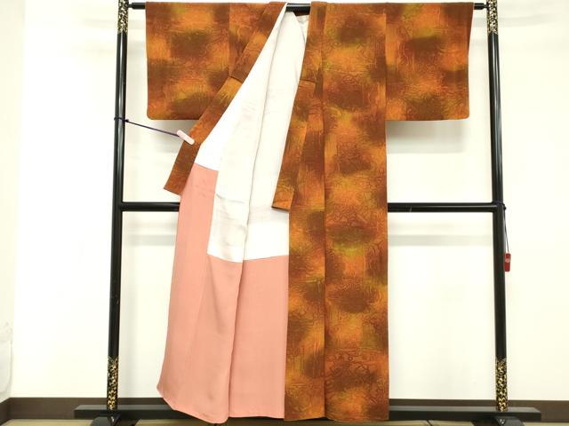 平和屋着物■上質な小紋 抽象文様 暈し染め 正絹 逸品 DABD2999cd