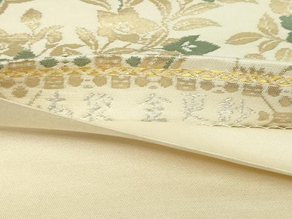 平和屋着物▼六通柄 本袋帯 花鳥文 金更紗 正絹 逸品 DABD3058sf