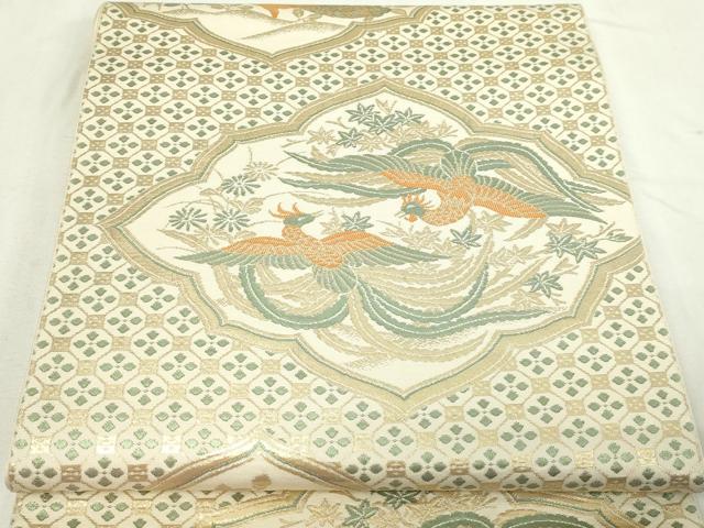 平和屋着物▼六通柄 本袋帯 花鳥文 金更紗 正絹 逸品 DABD3058sf
