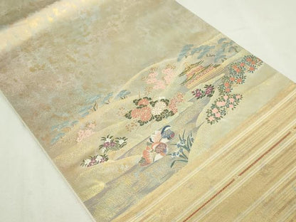 平和屋着物▼太鼓柄袋帯 名勝 金閣寺 正絹 逸品 DABD3083sf