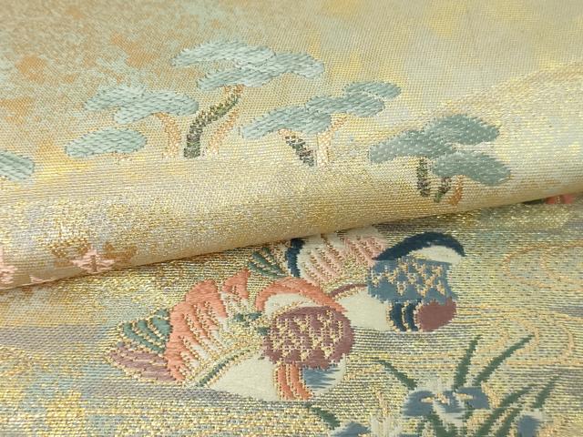 平和屋着物▼太鼓柄袋帯 名勝 金閣寺 正絹 逸品 DABD3083sf