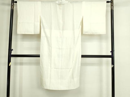 平和屋着物■長襦袢　無双仕立て　絞り　縞地紋　鳥の子色　正絹　逸品　DABD3133sf
