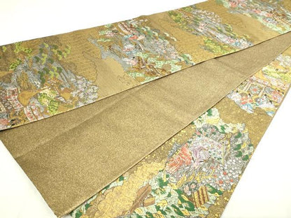 平和屋本店▼西陣　廣部商事謹製　全通全景柄袋帯　正絹　24ｋ　逸品　DABD3191sf