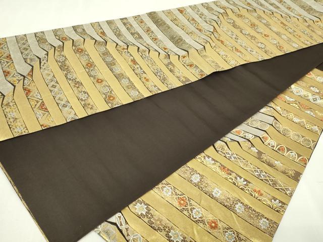 平和屋本店▼六通柄袋帯　渡来宝飾　金銀箔流水　正絹　24ｋ　逸品　DABD3195sf