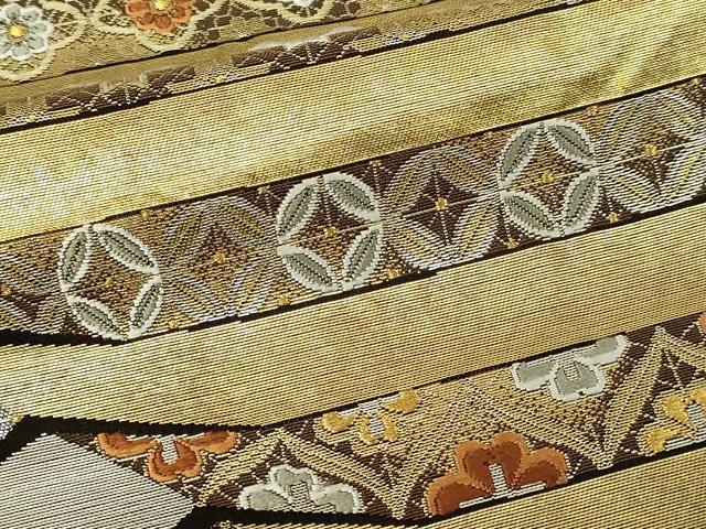 平和屋本店▼六通柄袋帯　渡来宝飾　金銀箔流水　正絹　24ｋ　逸品　DABD3195sf