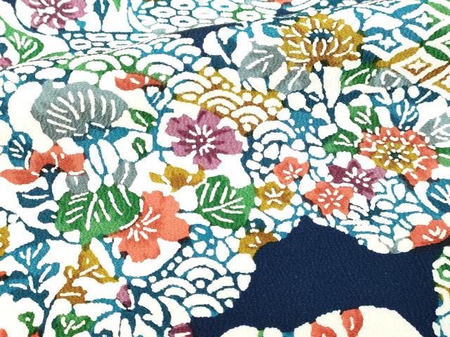 平和屋着物■上質な小紋 型染め 草花文 正絹 逸品 DABD3261sf