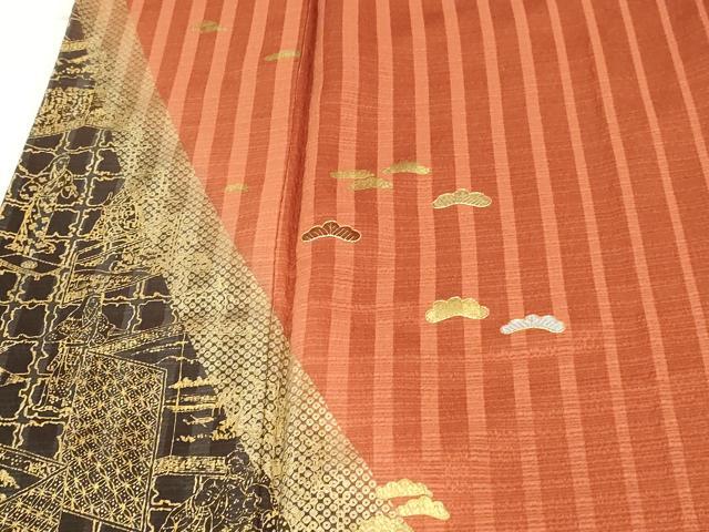 平和屋着物■訪問着　駒刺繍　松文　暈し染め　金彩　正絹　逸品　DABD3271sf