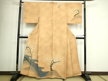 平和屋着物■訪問着　刺繍　枝梅文　暈し染め　金彩　正絹　逸品　DABD3274sf