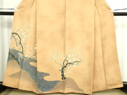 平和屋着物■訪問着　刺繍　枝梅文　暈し染め　金彩　正絹　逸品　DABD3274sf