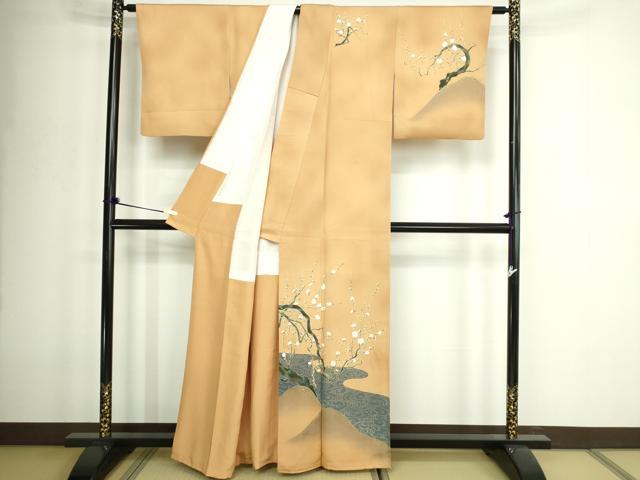 平和屋着物■訪問着　刺繍　枝梅文　暈し染め　金彩　正絹　逸品　DABD3274sf