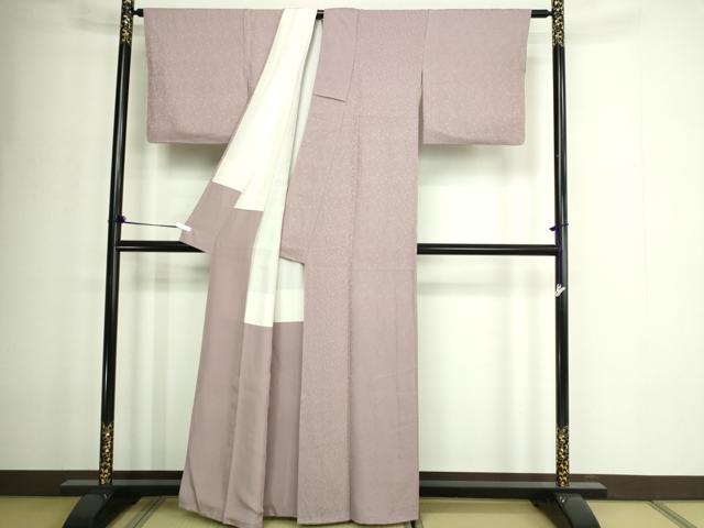 平和屋着物■上質な色無地　吉祥地紋　胡桃染色　正絹　逸品　DABD3278sf
