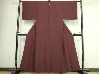 平和屋着物■上質な色無地　赤褐色　正絹　逸品　DABD3283sf