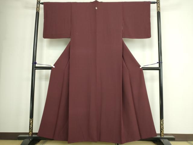 平和屋着物■上質な色無地　赤褐色　正絹　逸品　DABD3283sf