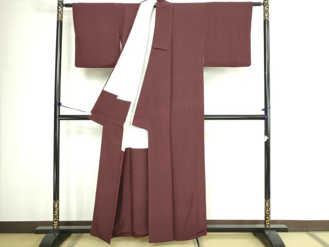 平和屋着物■上質な色無地　赤褐色　正絹　逸品　DABD3283sf