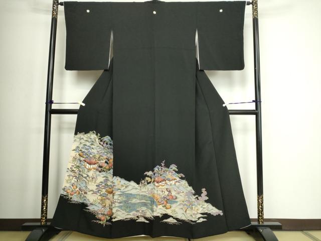 平和屋着物■豪華黒留袖 風景文 金彩 正絹 逸品 DABD3324sf