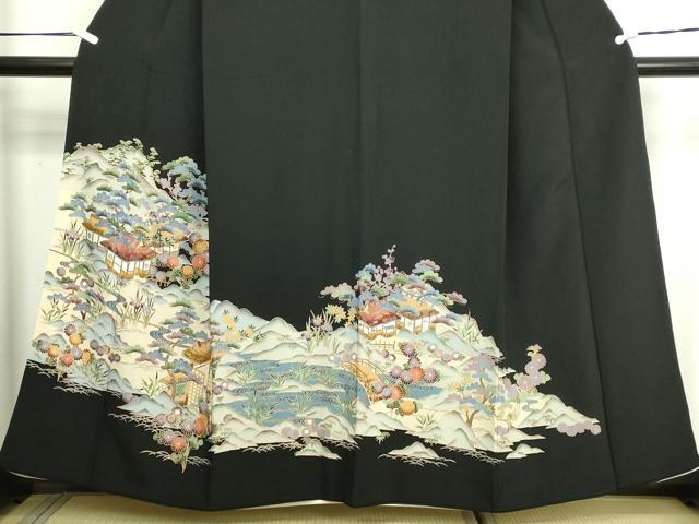 平和屋着物■豪華黒留袖 風景文 金彩 正絹 逸品 DABD3324sf