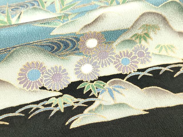 平和屋着物■豪華黒留袖 風景文 金彩 正絹 逸品 DABD3324sf