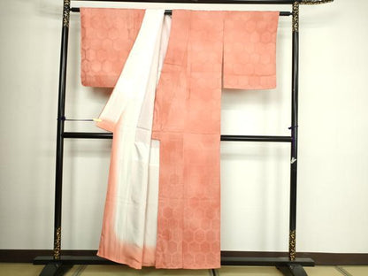 平和屋着物■上質な小紋　亀甲花文　暈し染め　正絹　逸品　DABD3333sf