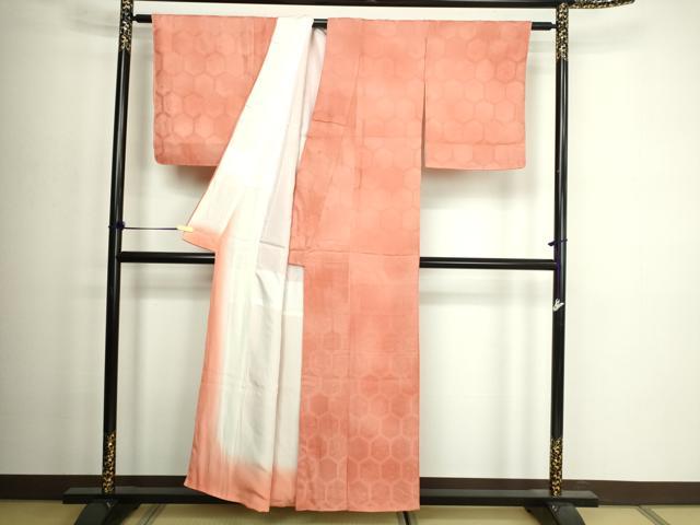 平和屋着物■上質な小紋　亀甲花文　暈し染め　正絹　逸品　DABD3333sf