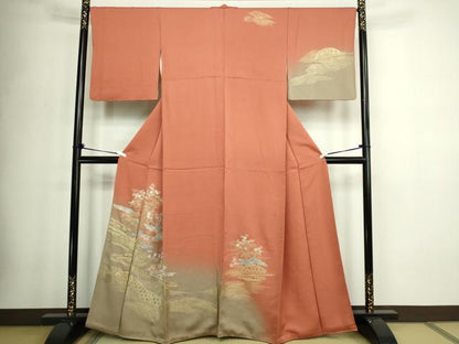 平和屋着物■訪問着　風景文　暈し染め　金彩　正絹　逸品　DABD3340sf