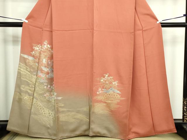 平和屋着物■訪問着　風景文　暈し染め　金彩　正絹　逸品　DABD3340sf
