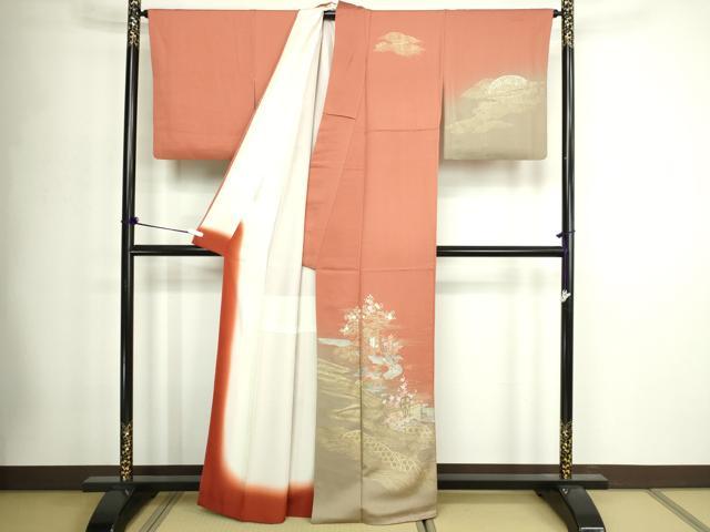 平和屋着物▽訪問着　単衣　風景文　暈し染め　金彩　洗える着物　AABD6049jh 平和屋着物▽訪問着 単衣 枝花文 暈し染め 金彩 正絹 逸品 AABC0573fy
