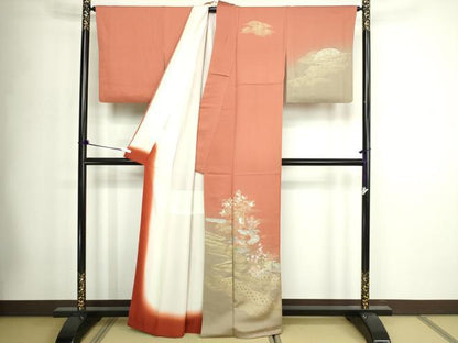平和屋着物■訪問着　風景文　暈し染め　金彩　正絹　逸品　DABD3340sf