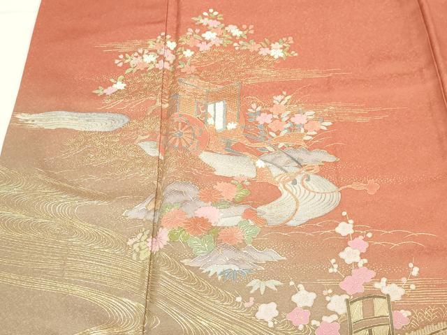 平和屋着物■訪問着　風景文　暈し染め　金彩　正絹　逸品　AABI0299st 平和屋着物□訪問着 風景文 暈し染め 金彩 正絹 逸品 AABI0299st