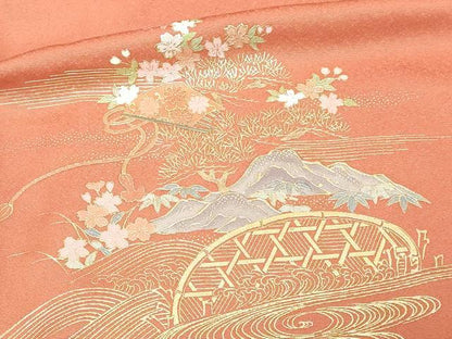 平和屋着物■訪問着　風景文　暈し染め　金彩　正絹　逸品　DABD3340sf