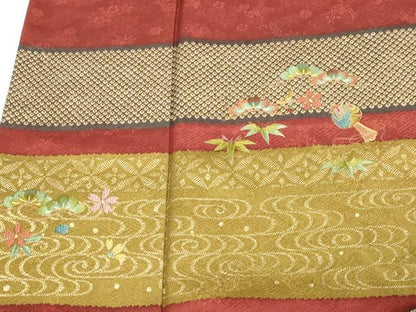 平和屋着物■訪問着　刺繍　松竹梅　金彩　正絹　逸品　DABD3342sf