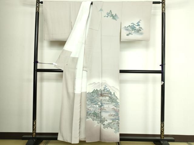 平和屋着物■訪問着 風景文 暈し染め 金彩 正絹 逸品 DABD3343sf