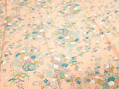 平和屋着物■上質な小紋　花車文　正絹　逸品　未使用　DABD3347sf
