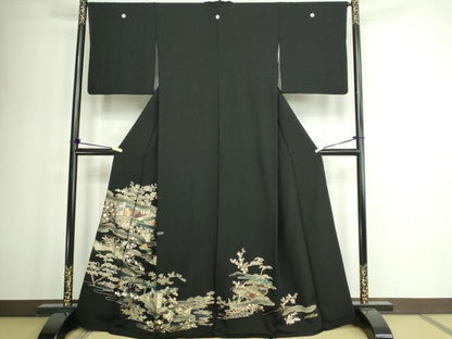 平和屋着物■豪華黒留袖 人物風景文 金彩 正絹 逸品 DABD3355sf