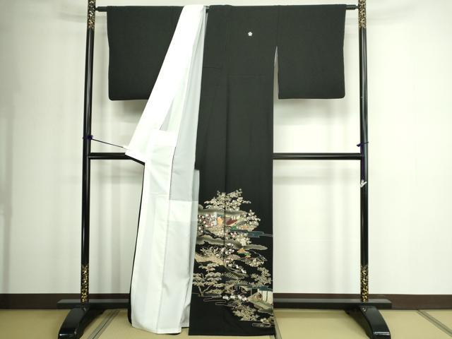 平和屋着物■豪華黒留袖 人物風景文 金彩 正絹 逸品 DABD3355sf