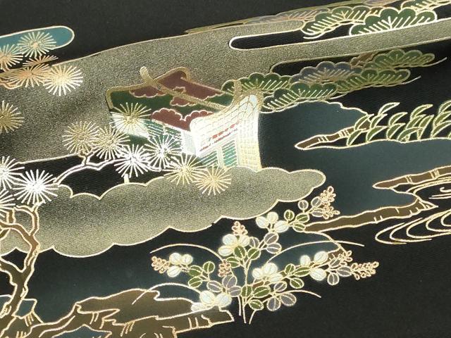 平和屋着物■豪華黒留袖 人物風景文 金彩 正絹 逸品 DABD3355sf