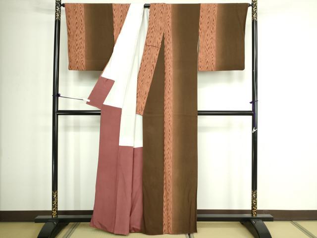 平和屋着物■上質な小紋 杢目文 暈し染め 正絹 逸品 DABD3361sf