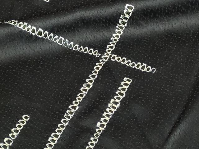 平和屋着物■上質な小紋 絞り 幾何学文 黒地 正絹 逸品 DABD3374sf