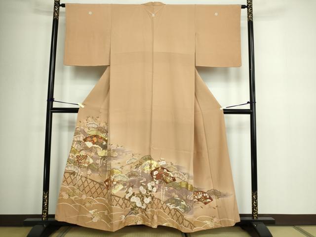 平和屋着物■豪華色留袖　駒刺繍　地紙草花文　松竹梅　暈し染め　金彩　正絹　逸品　DABD3381sf